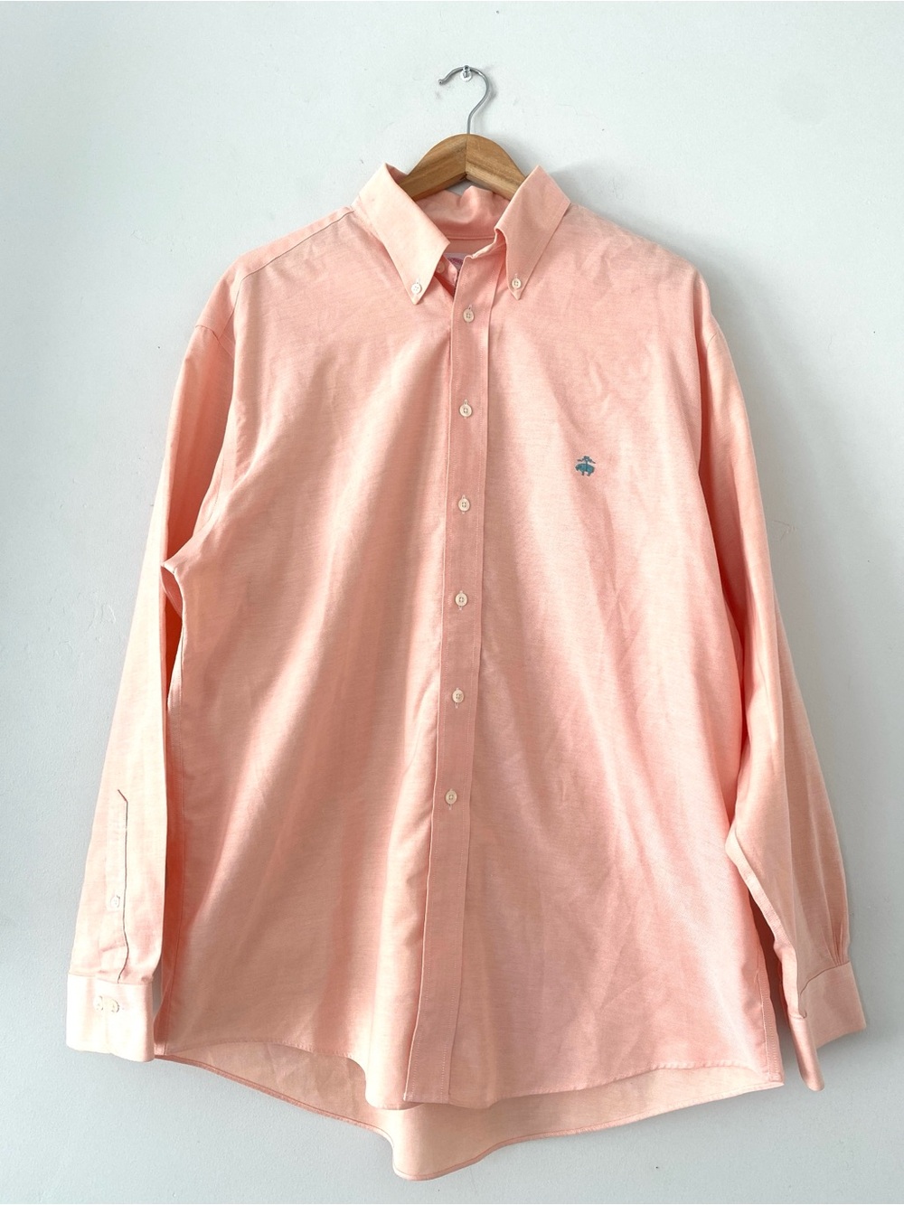 Brooks Brothers Peach Madison Relaxed-Fit Sport Shirt Oxford Sz M Preppy Office